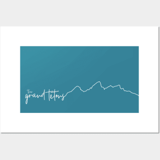 Grand Teton National Park Mountain Line Art Posters and Art